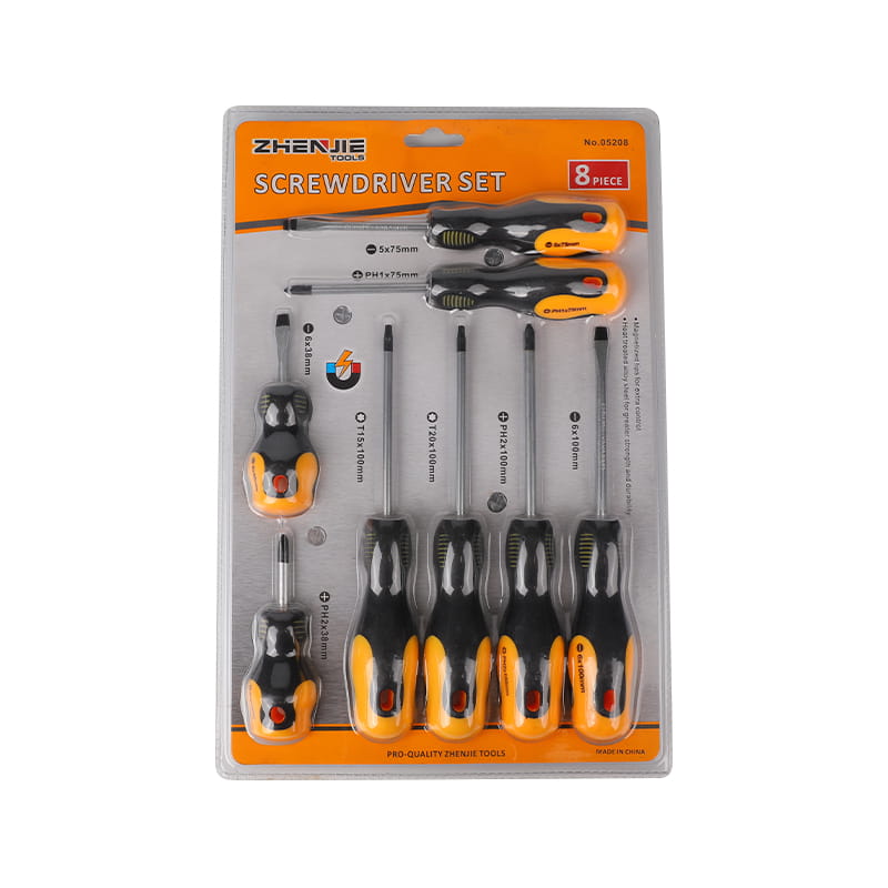 8 st slitsad Phillips Torx CRV skruvmejselsats
