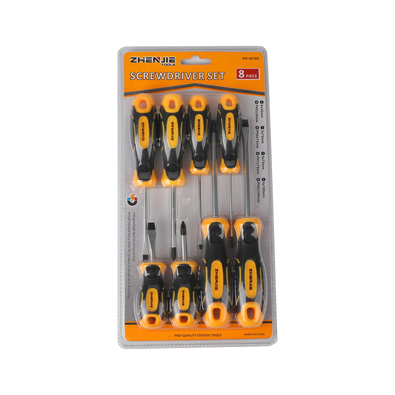 8st magnetiserad spets med slitsad & Phillips CRV skruvmejselsats