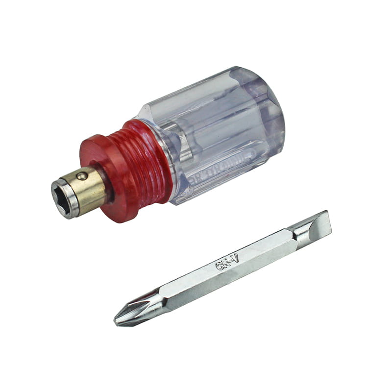 2 i 1 stubbigt handtag slitsad & Phillips Dubbelsidig CRV Bit Set