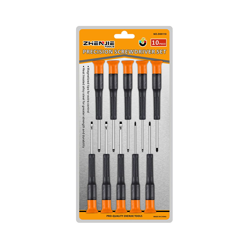 10st handtag ergonomiskt utformat med slitsade Phillips Torx CRV precisionsskruvmejselset